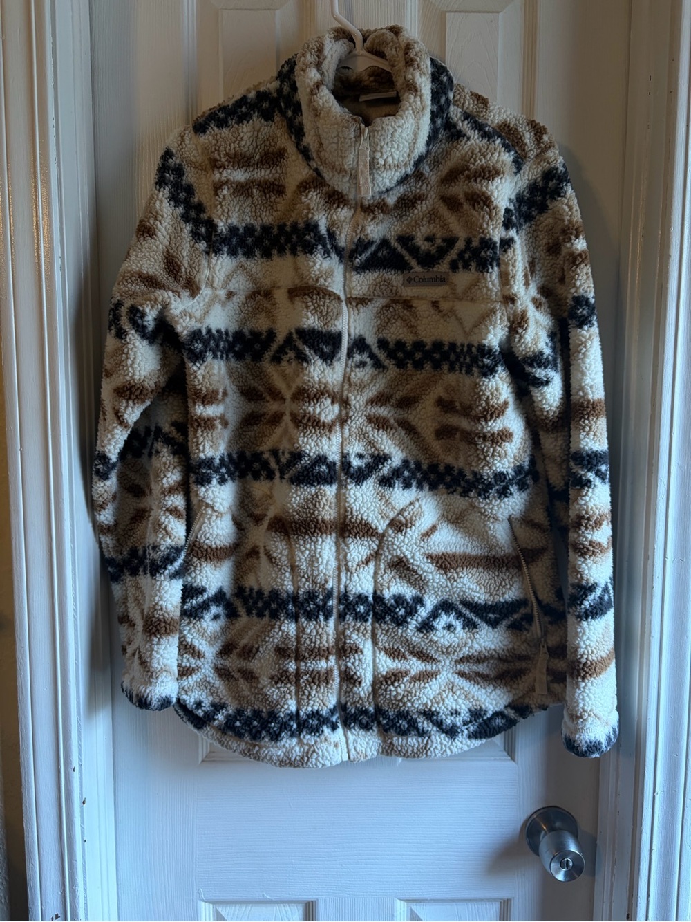 Columbia Cream, Brown & Black Patterned Sherpa Jacket